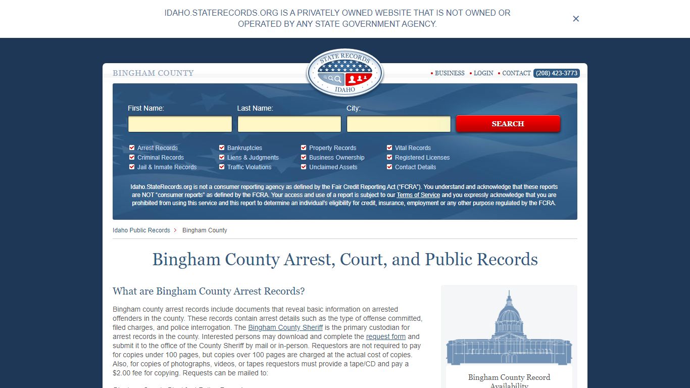 Bingham County Arrest, Court, and Public Records