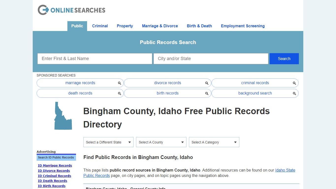 Bingham County, Idaho Public Records Directory